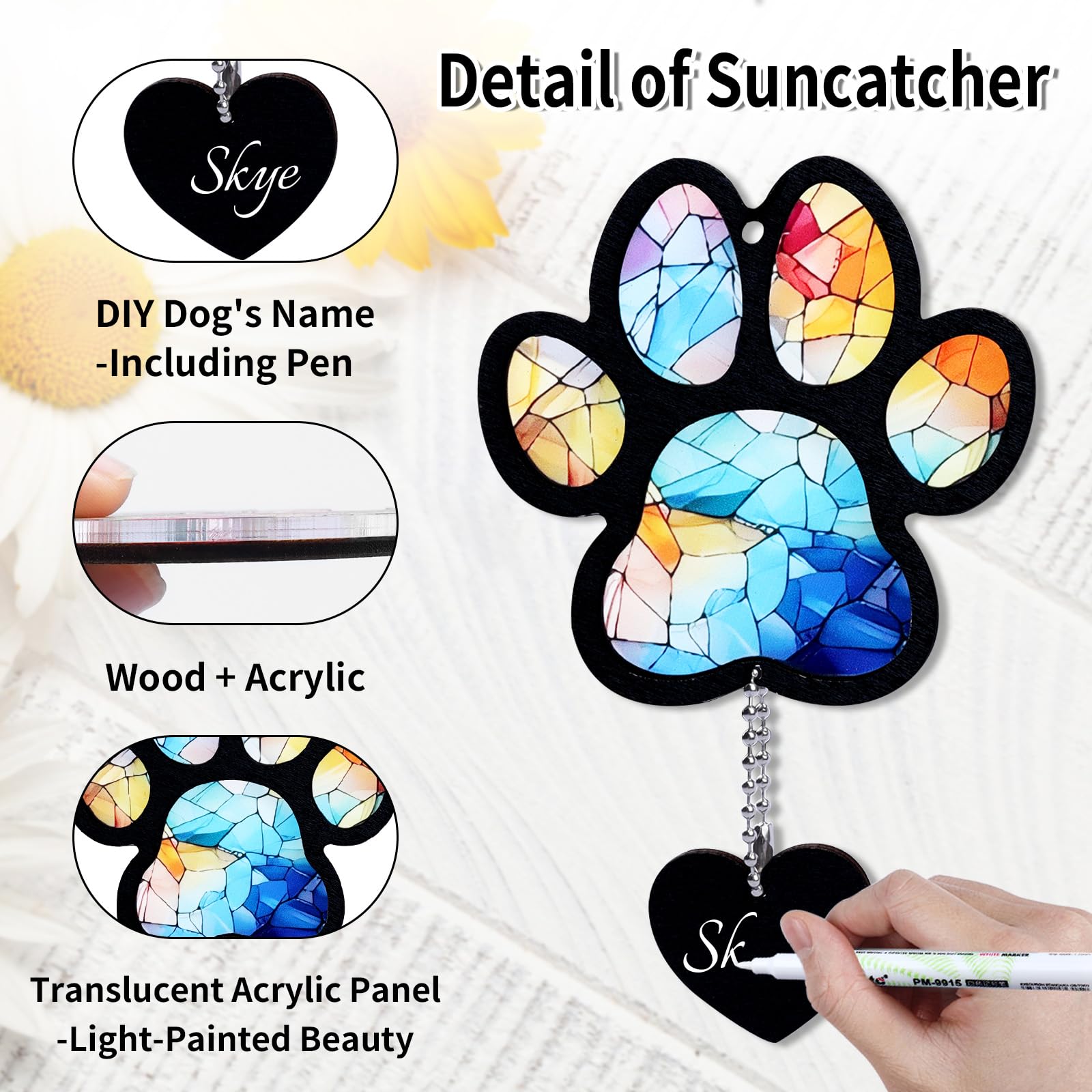DearKeeps DIY name suncatcher highlights your pet’s name for a personalized tribute.
