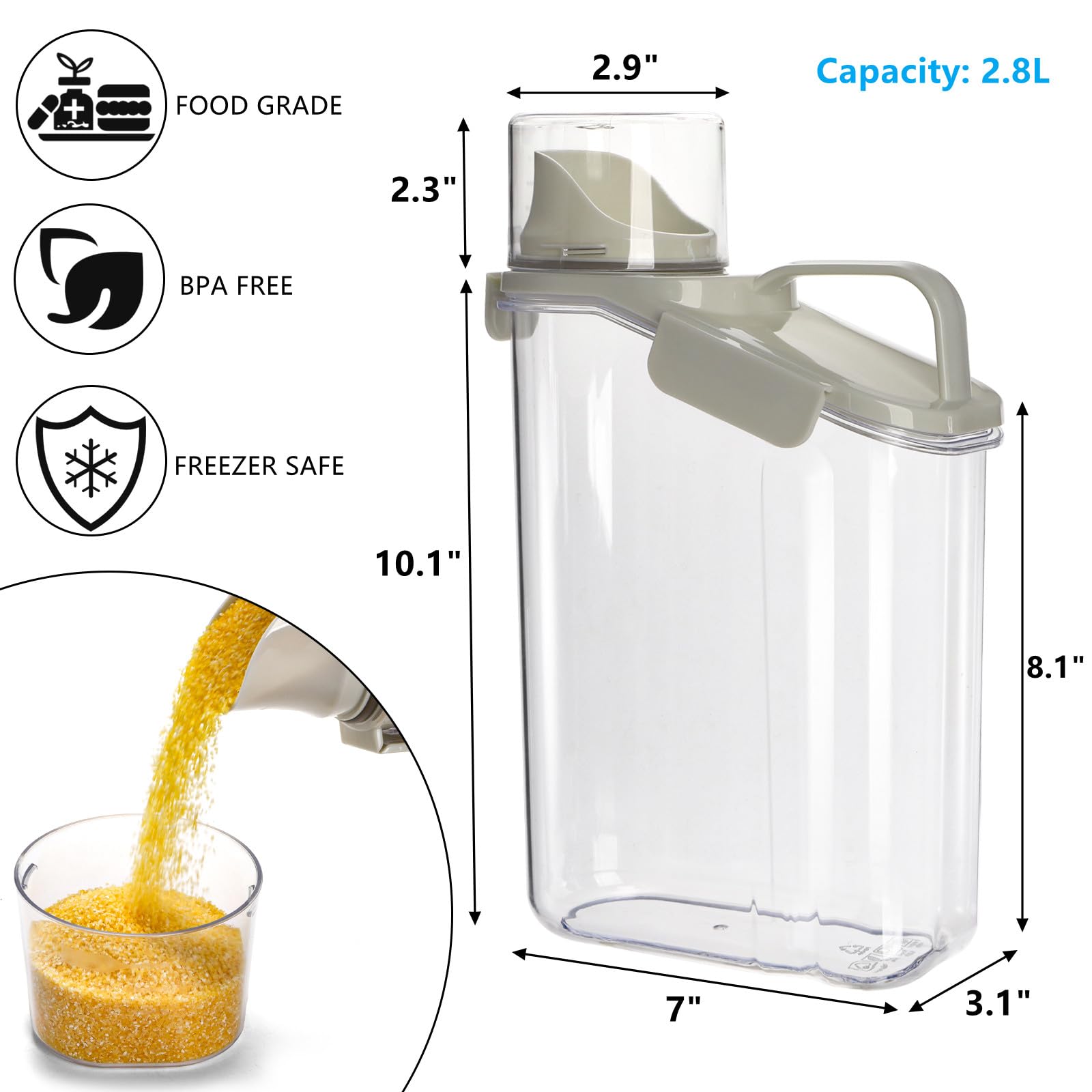 DEAYOU airtight storage bin in BPA-free plastic keeps contents dry