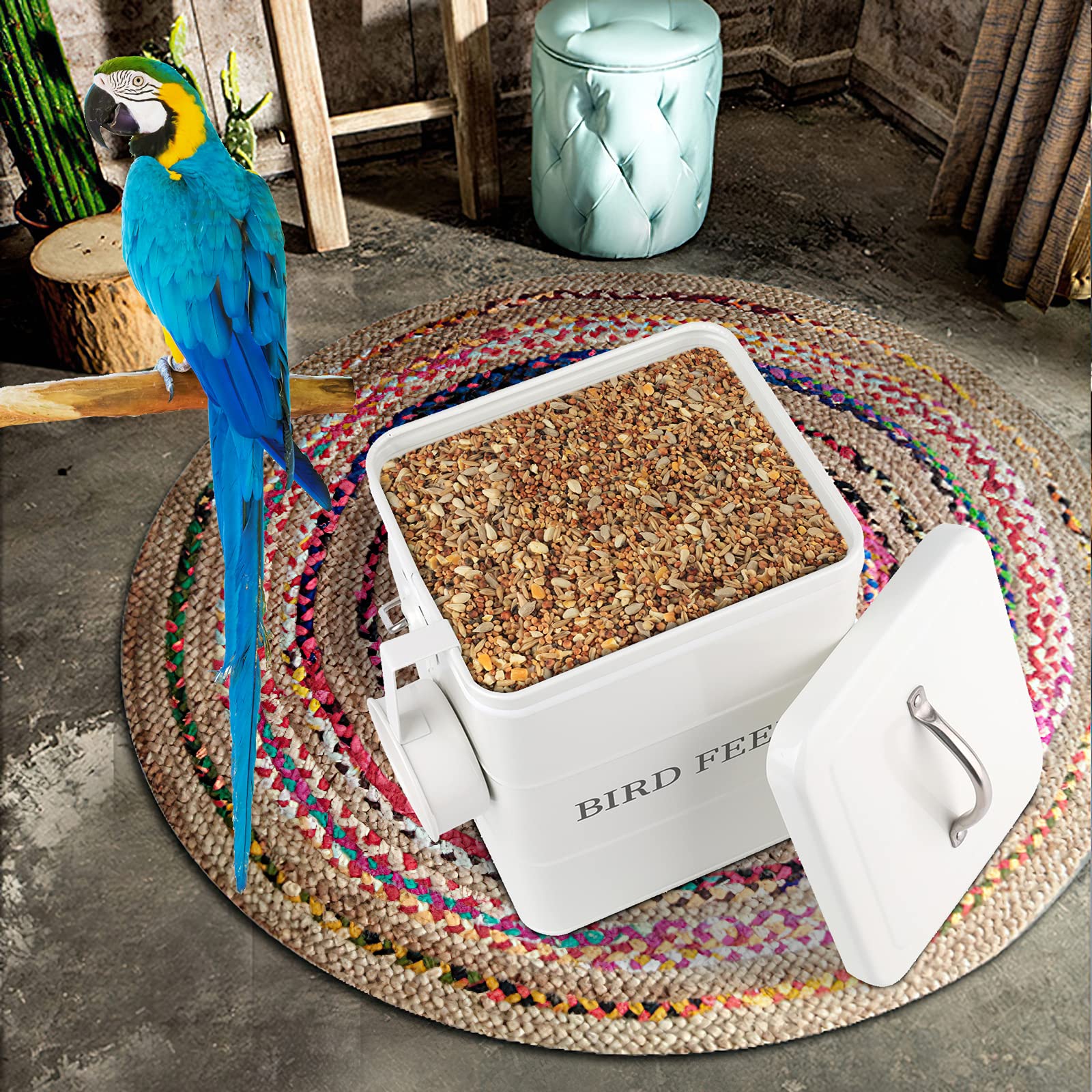 DEAYOU rectangular storage canister saving counter space in kitchen or pantry.