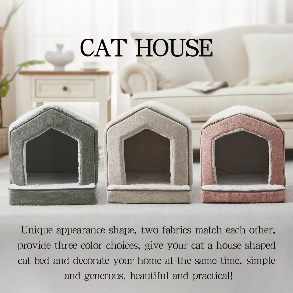 DEBANG HOME 18x15x17 inch cat bed in gray, beige, or pink.