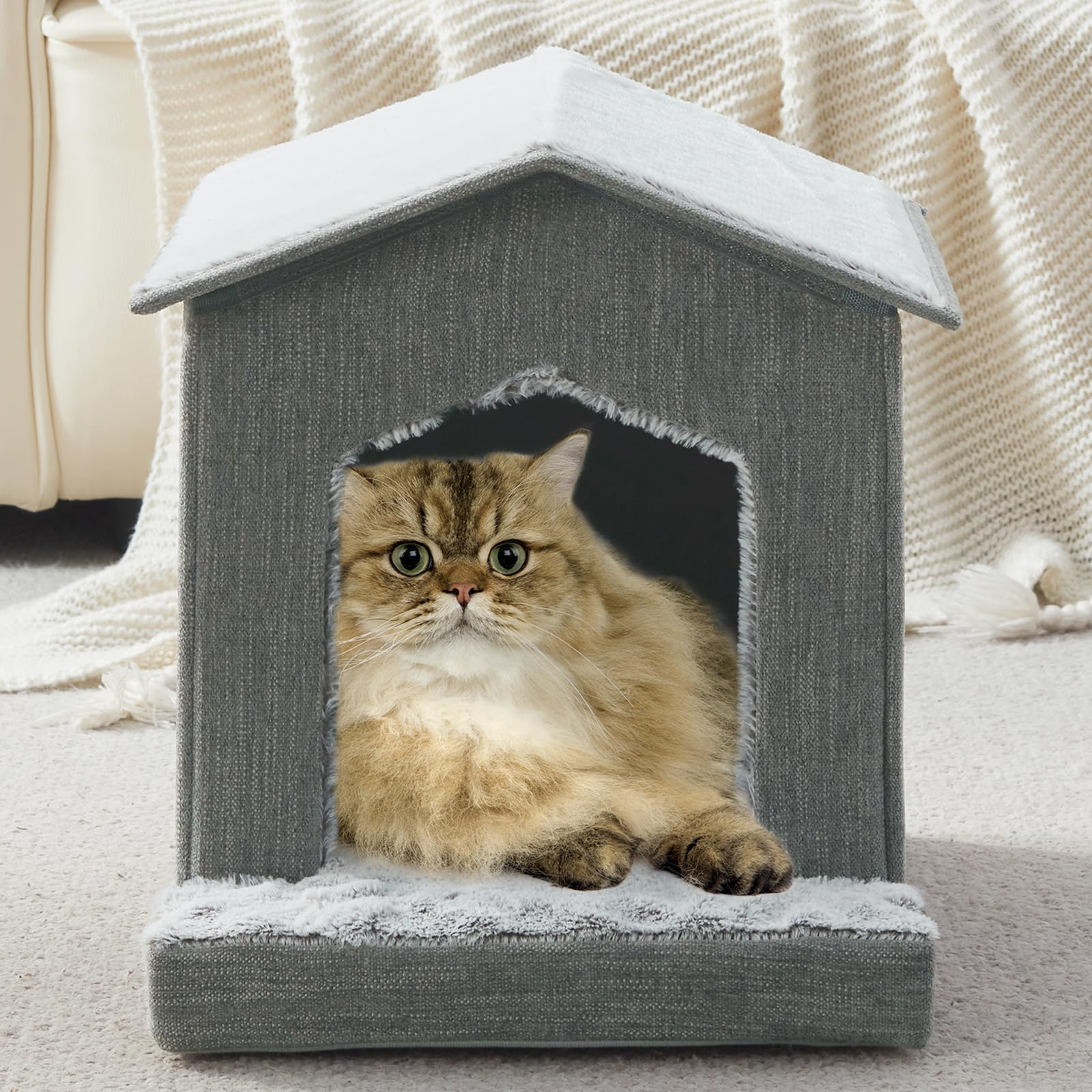 DEBANG HOME cat bed available in gray beige pink colors.