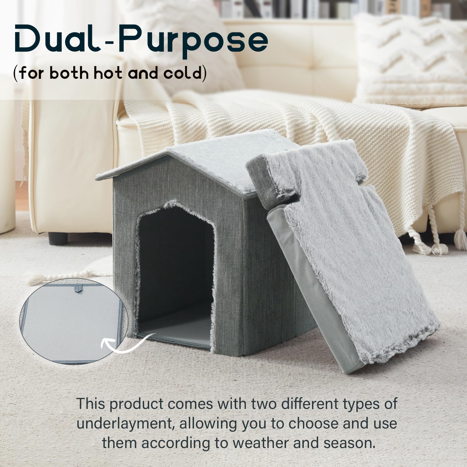 DEBANG HOME cat house exterior with textured sofa cloth for durability.