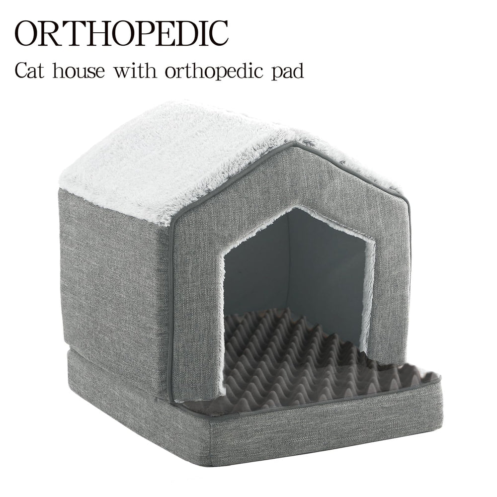DEBANG HOME cat house interior plush lining for quiet rest.