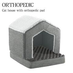 DEBANG HOME cat house interior plush lining for quiet rest.