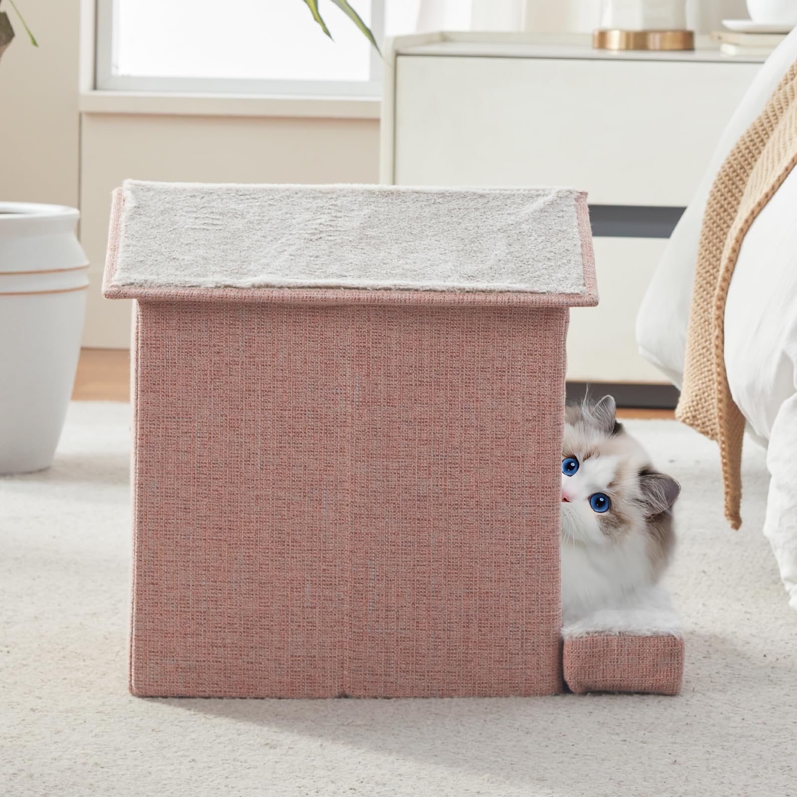 DEBANG HOME cat house interior with eggshell foam base and soft plush lining