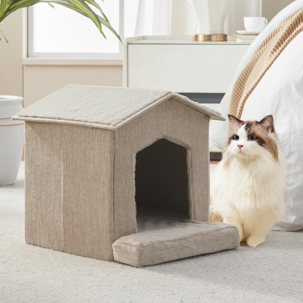 DEBANG HOME foldable cat condo for easy storage and travel.