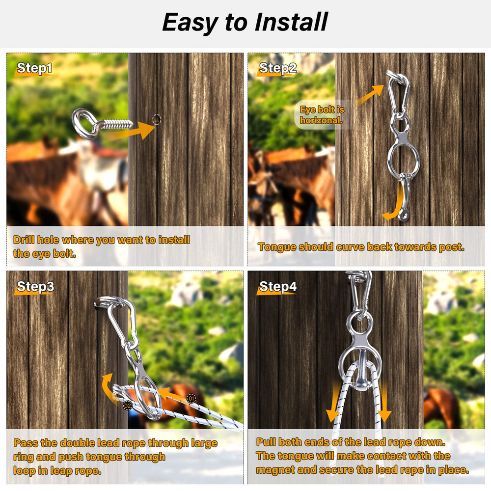 Debialo horse tie ring mounted on stable rail for versatile, safe tying.