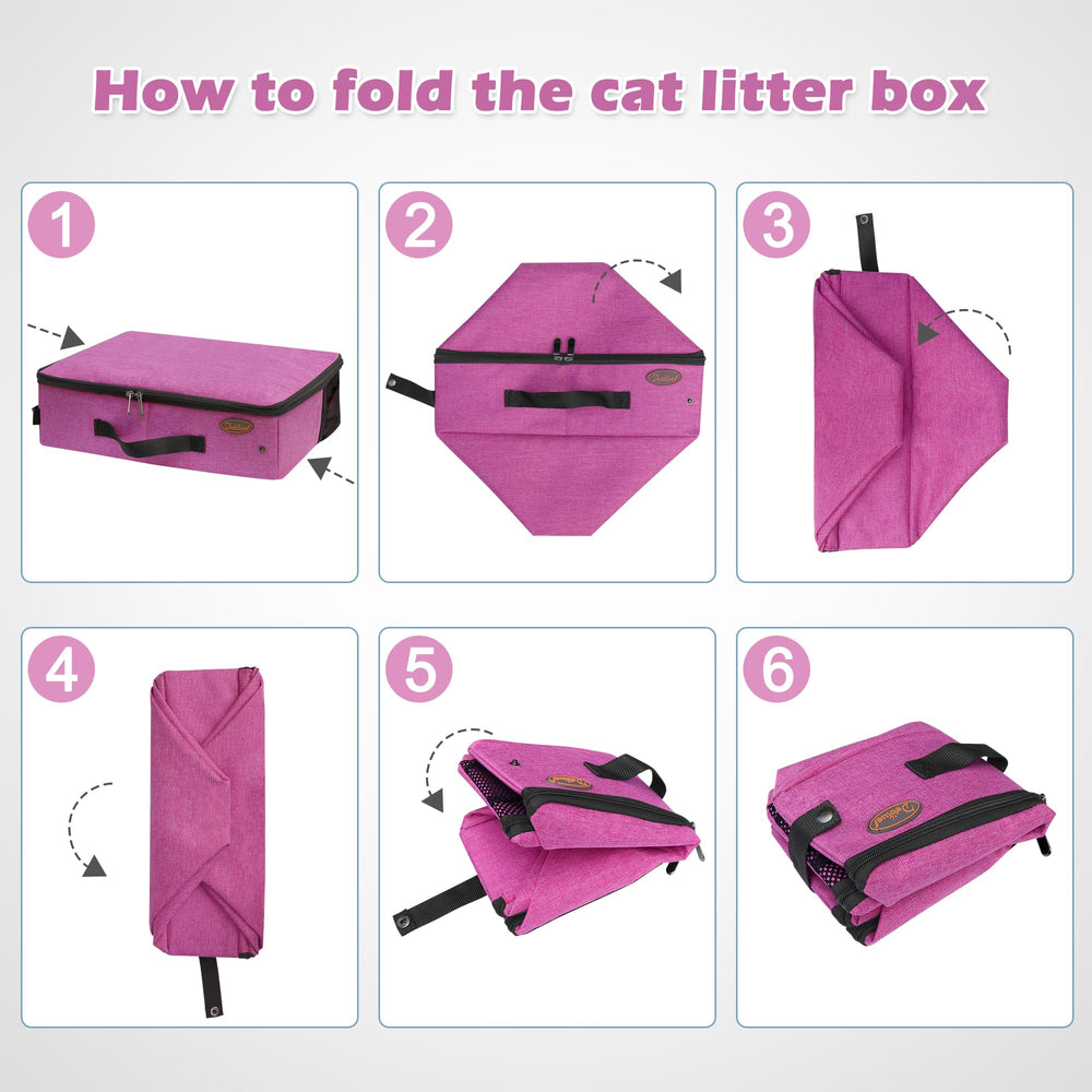 Deblue portable litter box fits in car trips and doubles as a storage bag