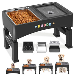 Decflow 3-in-1 elevated bowls assembly supports growing dogs with ergonomic feeding.