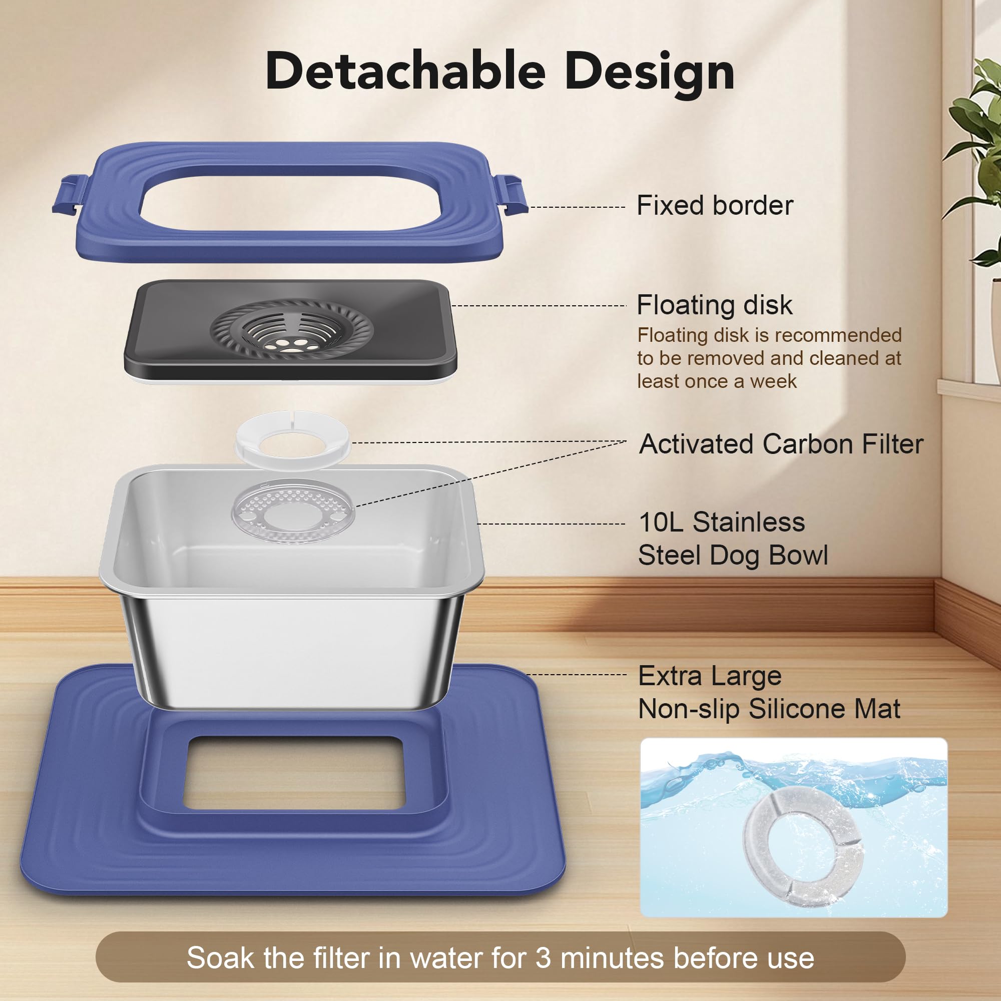 Decflow floating disk design slows drinking for healthier hydration.