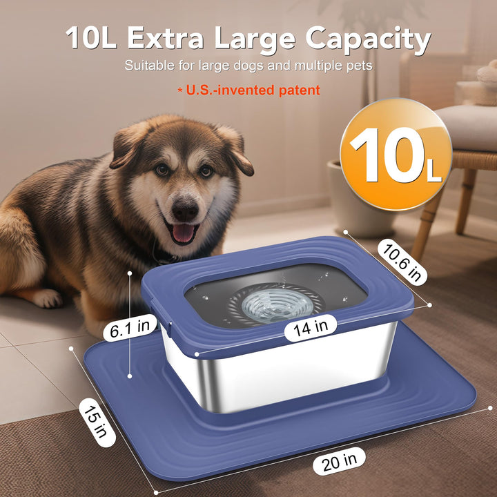 Decflow no-spill slow-drinking bowl helps keep mats and noses dry.