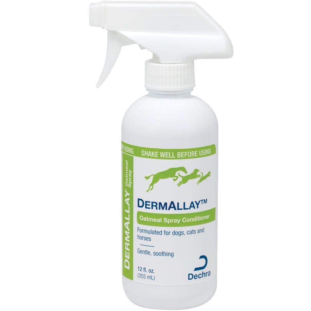 Dechra DermAllay oatmeal spray conditioner for cats and dogs soothes itchy skin and ease of brushing.