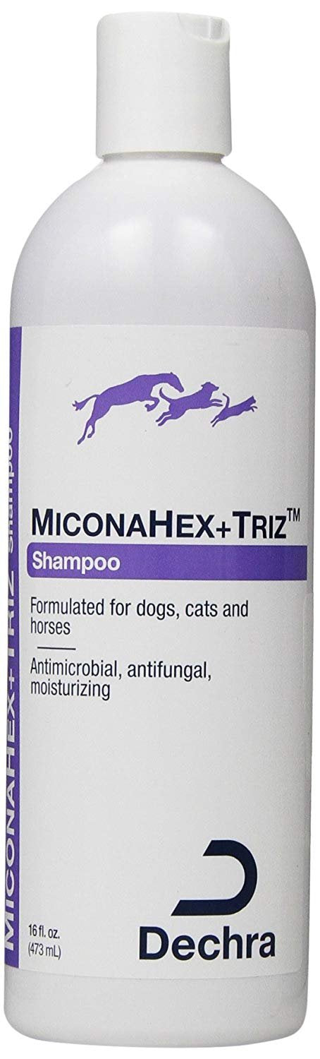 Dechra MiconaHex+Triz Shampoo bottle supports healthy pet skin