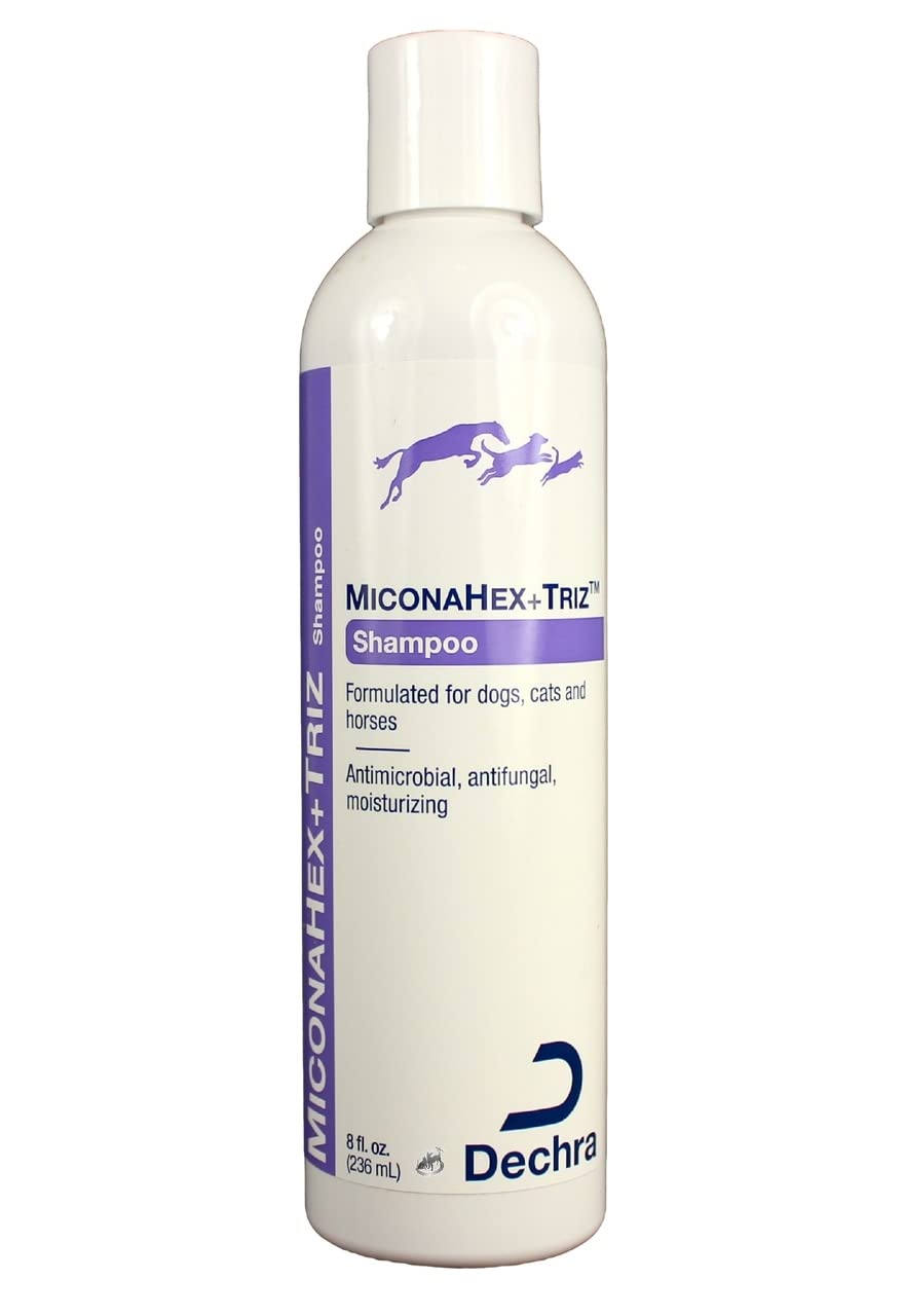 Dechra MiconaHex Triz Shampoo bottle supports healthy skin for pets