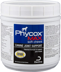 Dechra Phycox MAX soft chews bottle for dogs supporting joints and mobility.