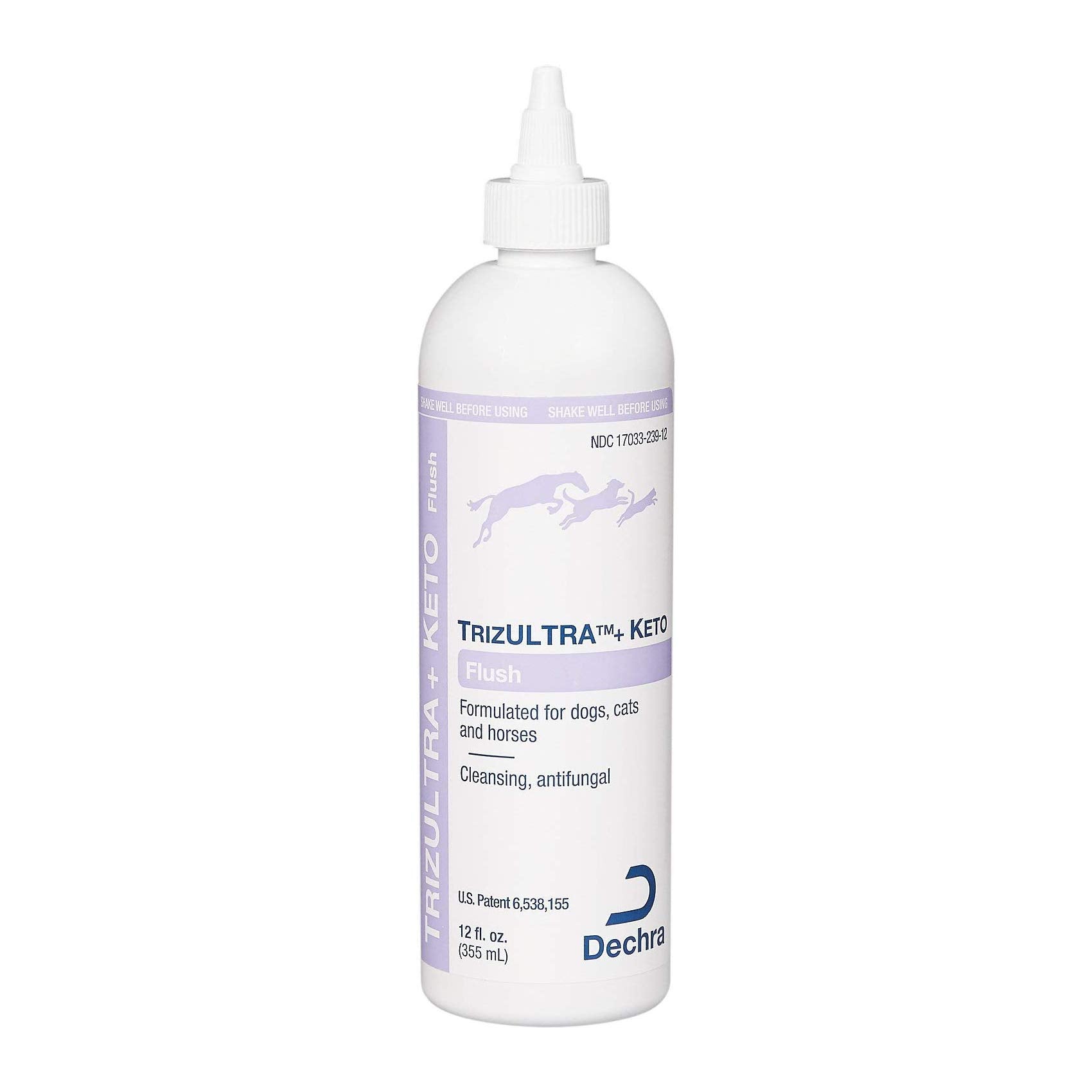 Dechra TrizULTRA Keto Flush bottle for pets, fragrance-free ear cleansing.