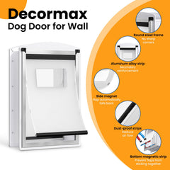 Decormax cat door wall double magnetic flaps seal out drafts