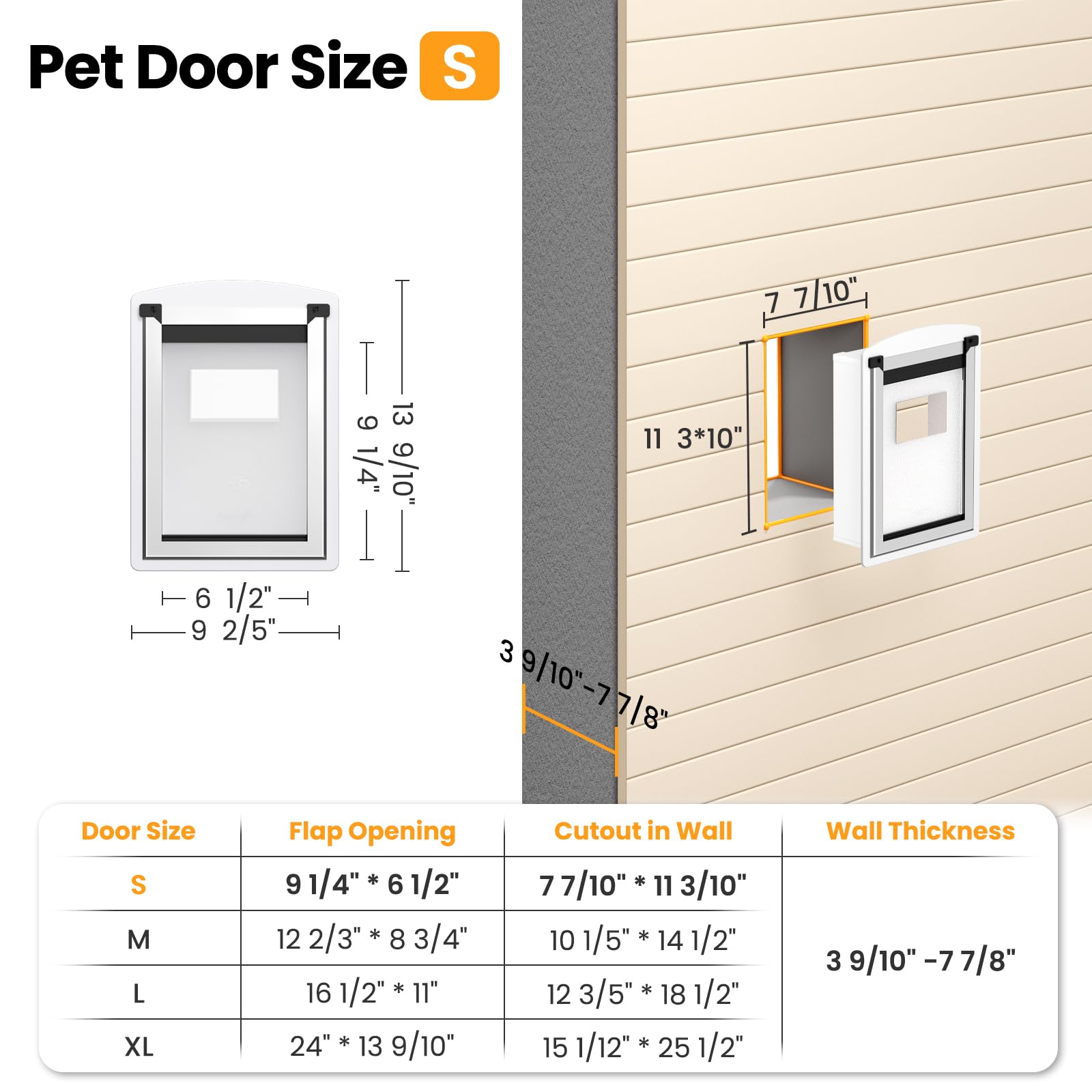Decormax cat door wall opening size 9 1/4 by 6 1/2 inches demonstrated