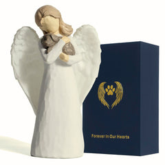 DecorSmart dog memorial angel figurine with softly glowing wings for remembrance.