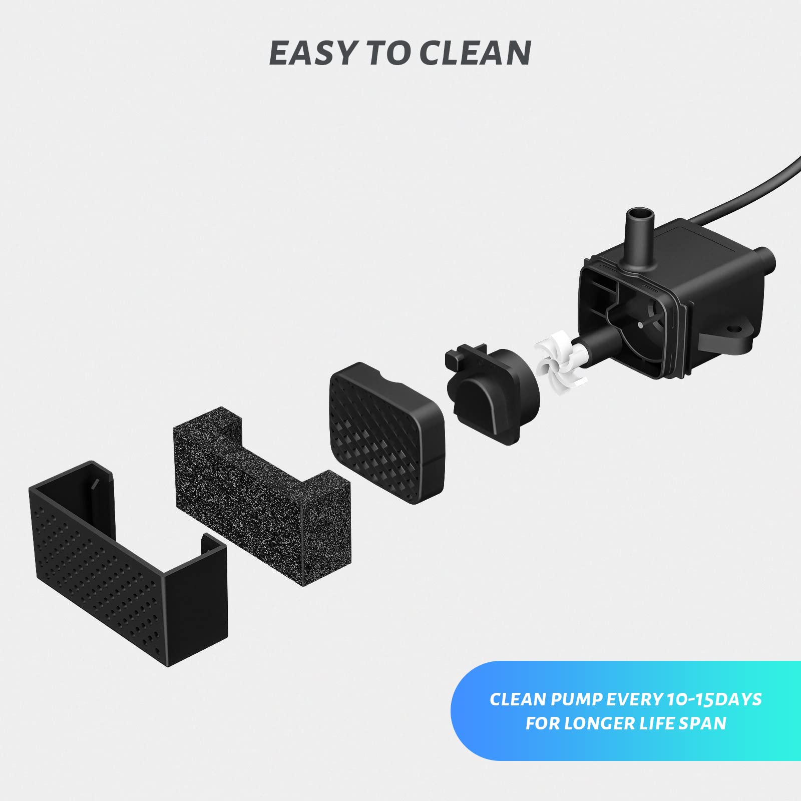 Ultra-quiet operation of the DEEIPET pump ensures a peaceful home environment