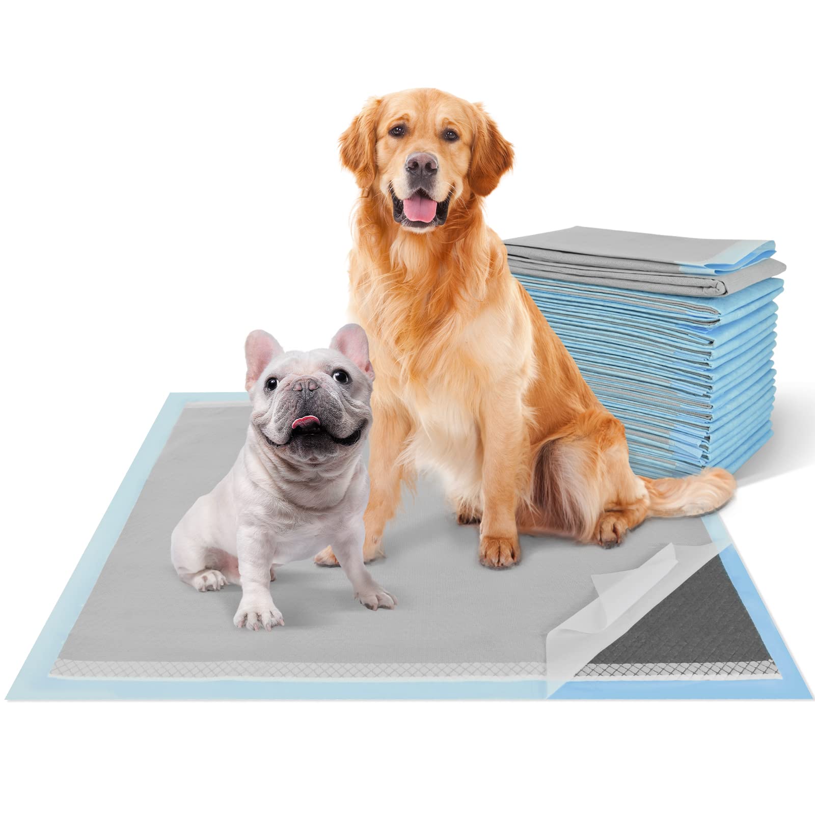 Deep Dear Charcoal Puppy Pads 28x34 packshot showing size for planning potty area.