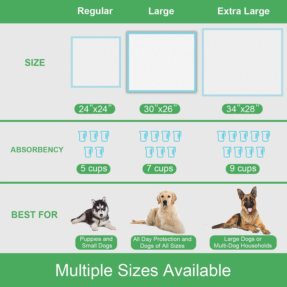 Deep Dear large 26x30 pad size fits various dog breeds.