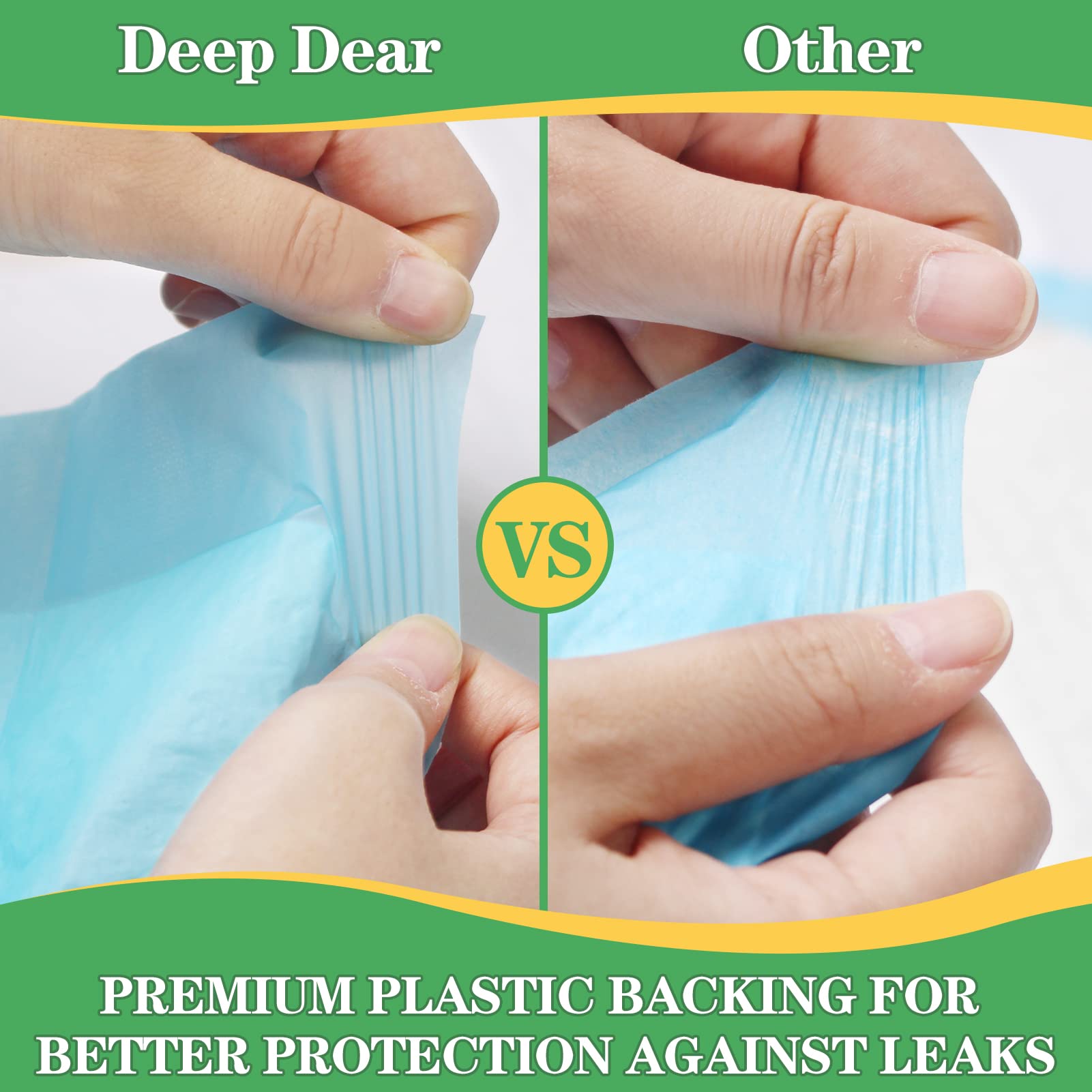 DEEP DEAR pads with leak-proof backing protect floors from leaks