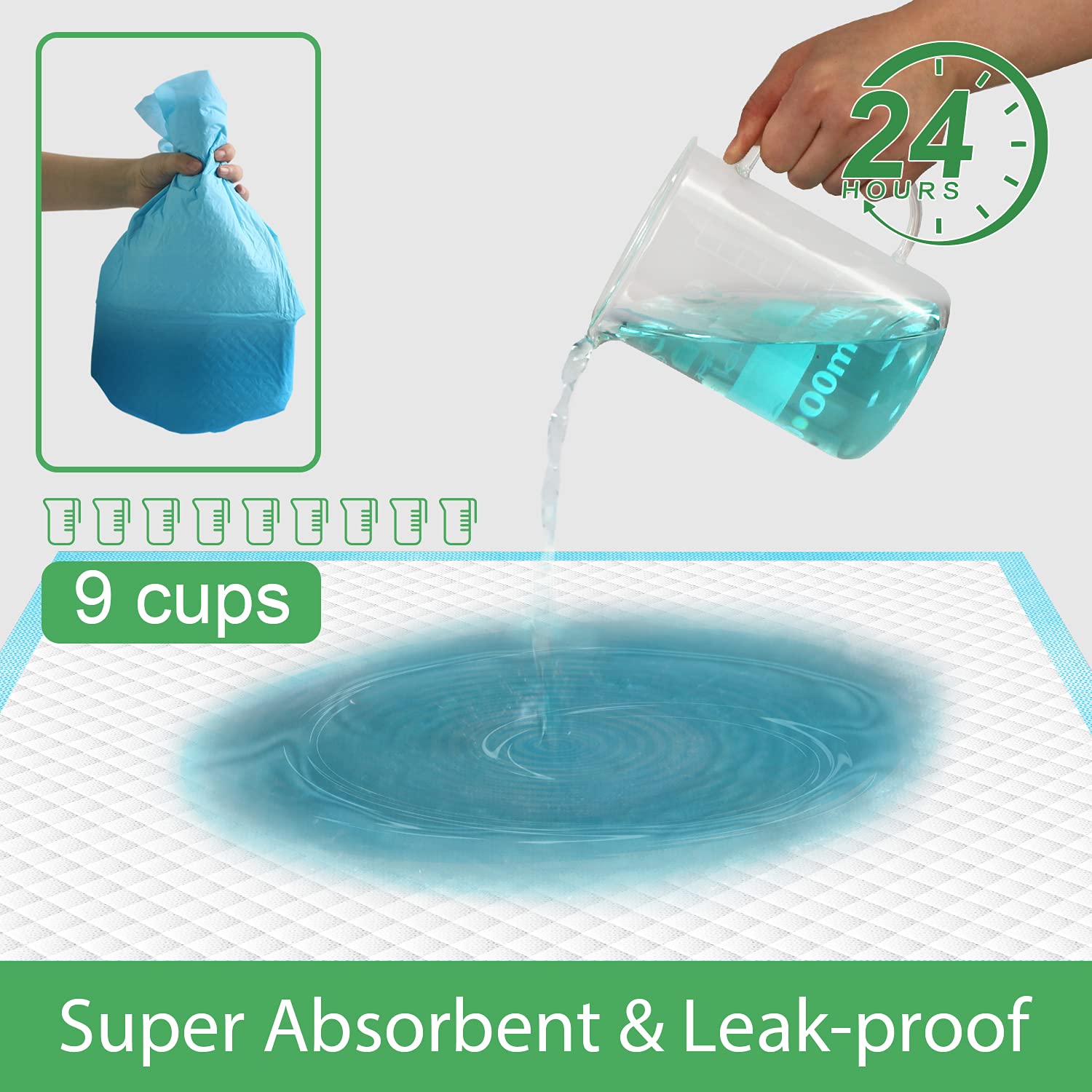 Deep Dear XL dog pad waterproof back layer protects floors from leaks