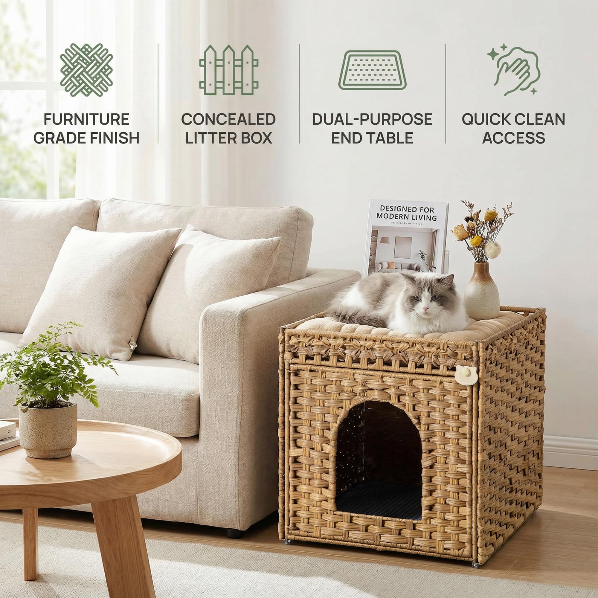 DeepRedCoast cat furniture enclosure doubles as side table