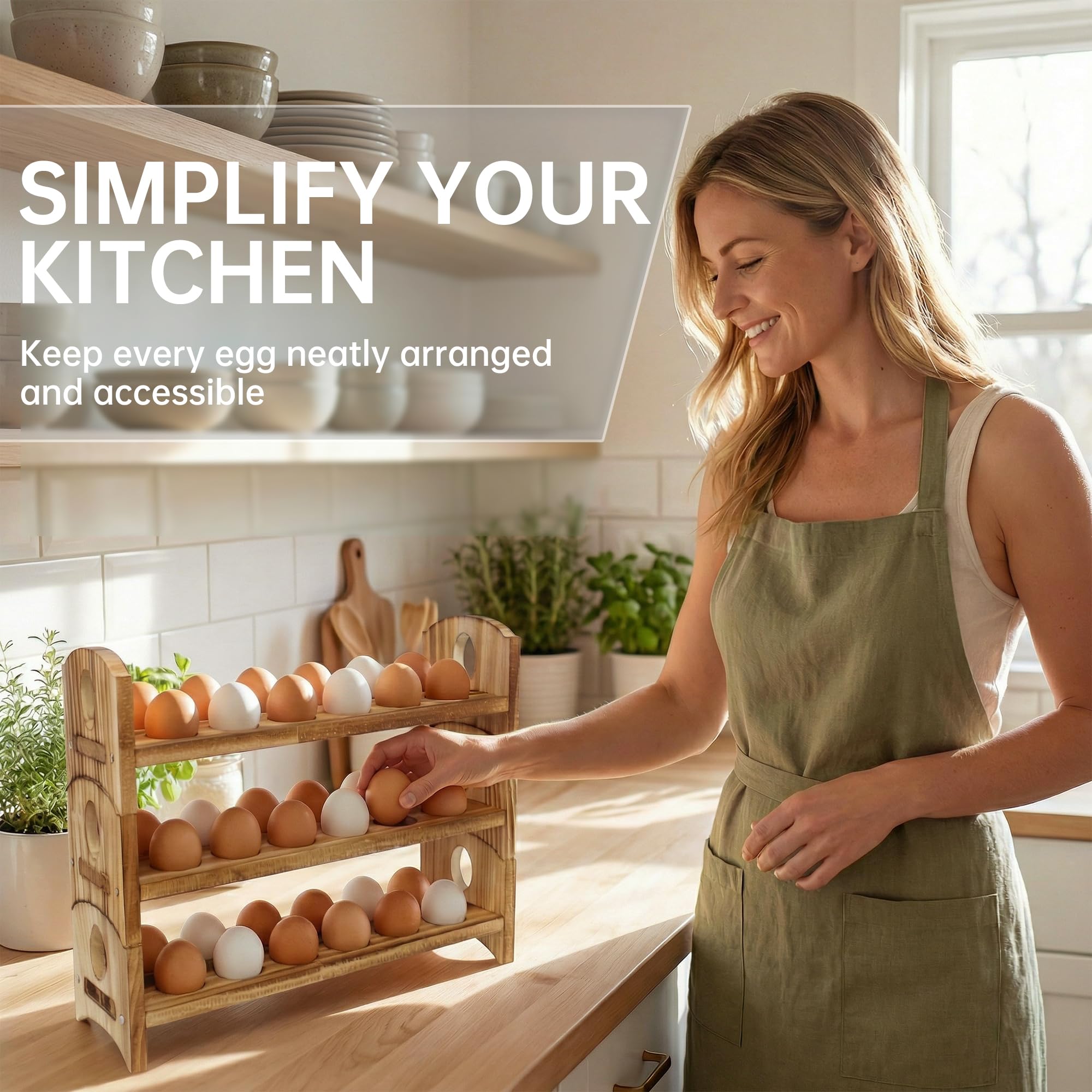 DeepRedCoast rustic kitchen display keeps eggs within reach.