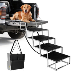 DeerGym 5-step 43-inch dog stairs enable easy SUV entry for large dogs.