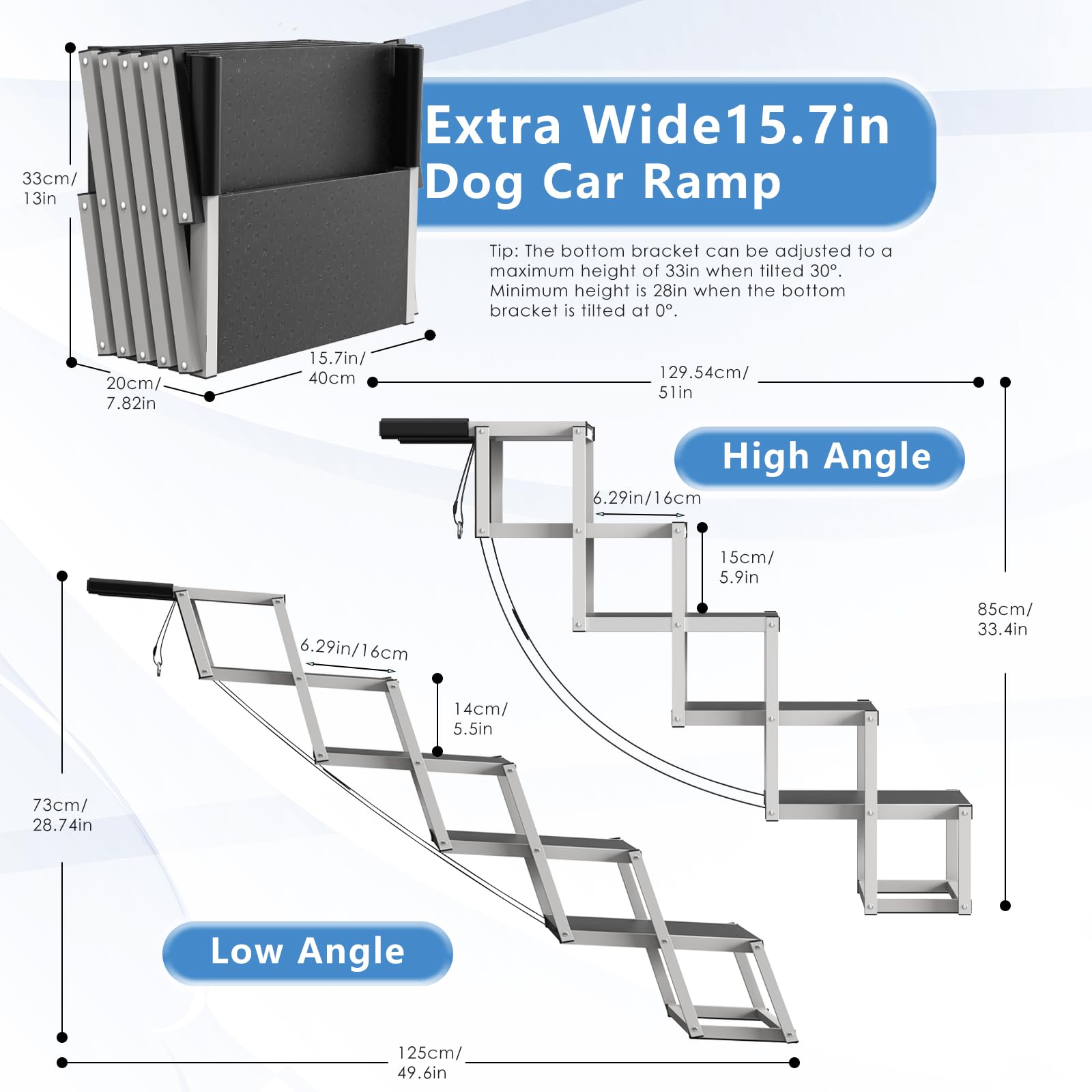 DeerGym dog stairs anti-slip pads keep stairs steady on wet ground.