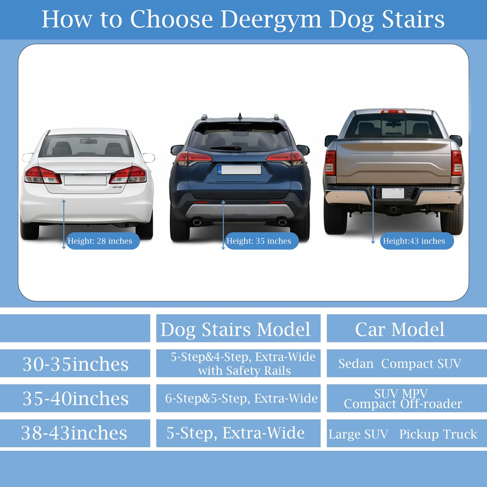 DeerGym dog stairs durable aluminum design up to 230 lbs.