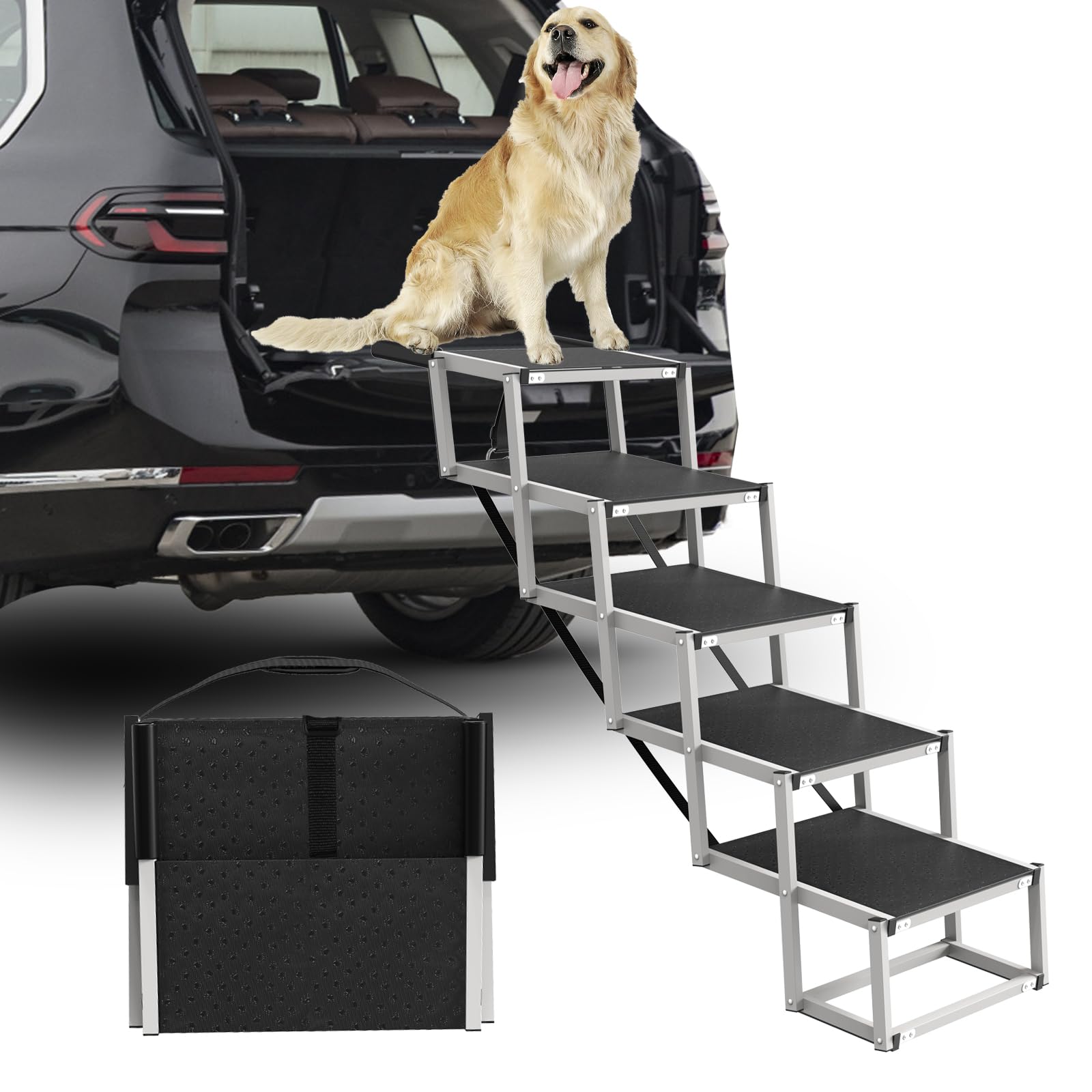 DeerGym dog stairs wide-steps assembly for safe access into vehicles.