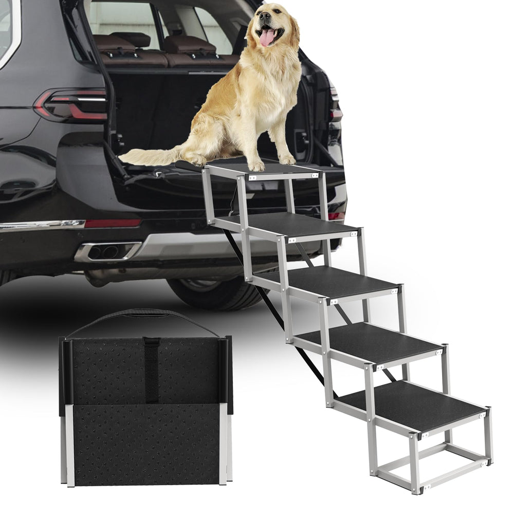 DeerGym dog stairs wide-steps assembly for safe access into vehicles.