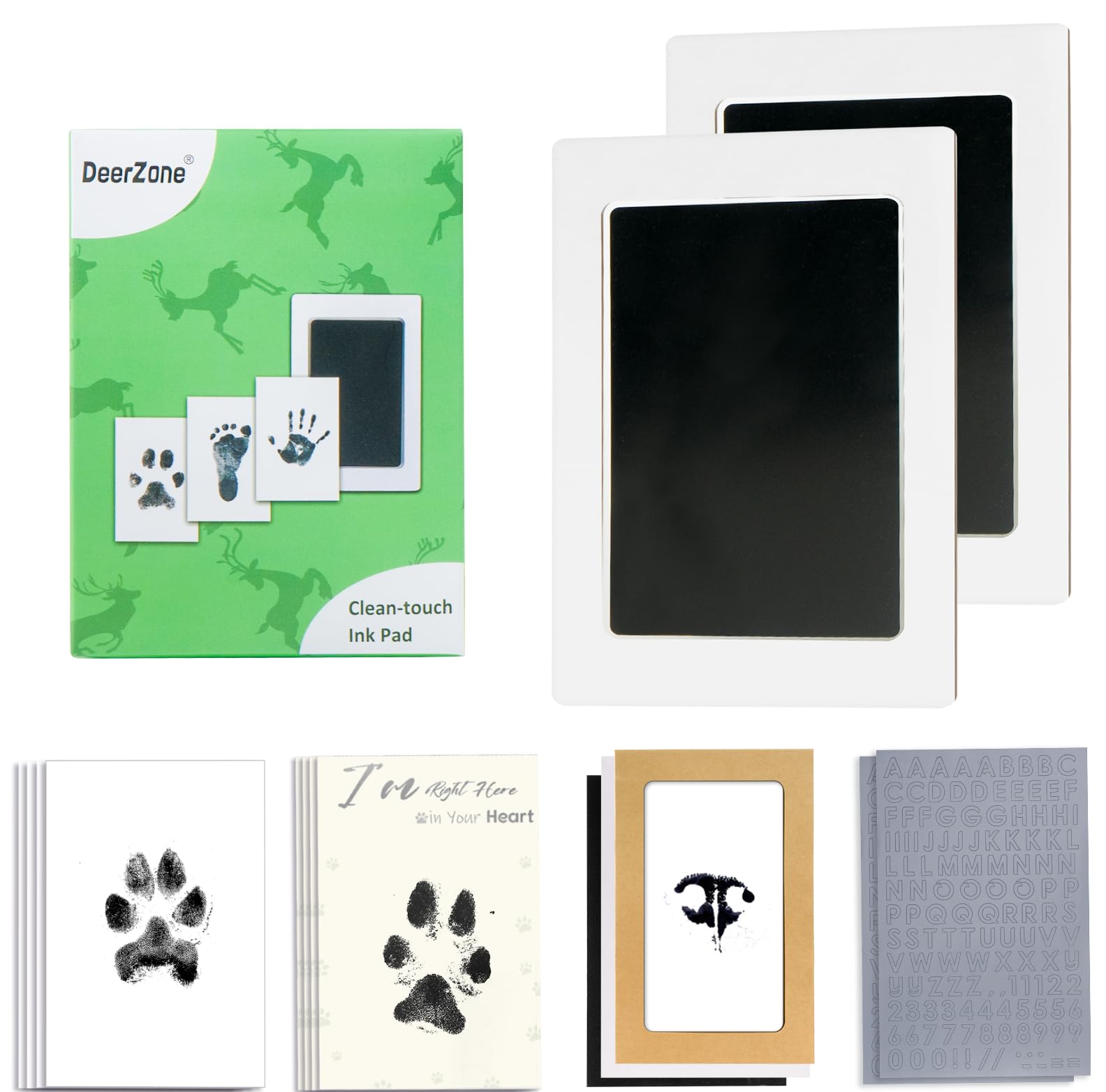 DeerZone Inkless Paw Print Kit packaging shows a clean, mess-free keepsake.