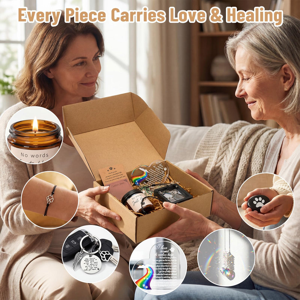 Defresit sympathy card pairs with keepsakes for personal support.
