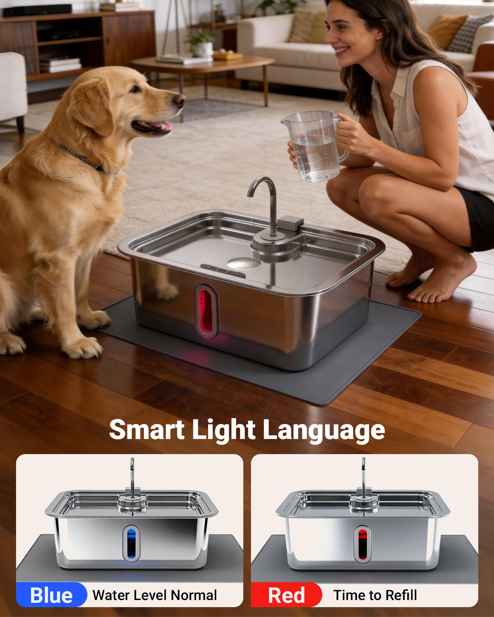 DeftPet visible water window for quick level checks.