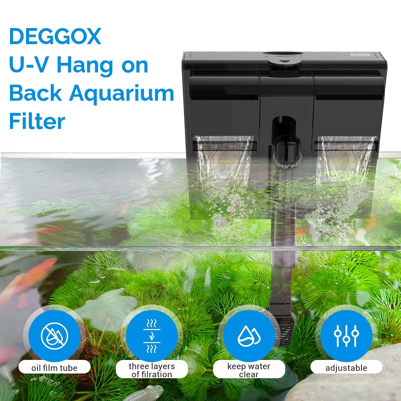 DEGGOX Easy installation for 30-45 gallon hang-on-back tanks