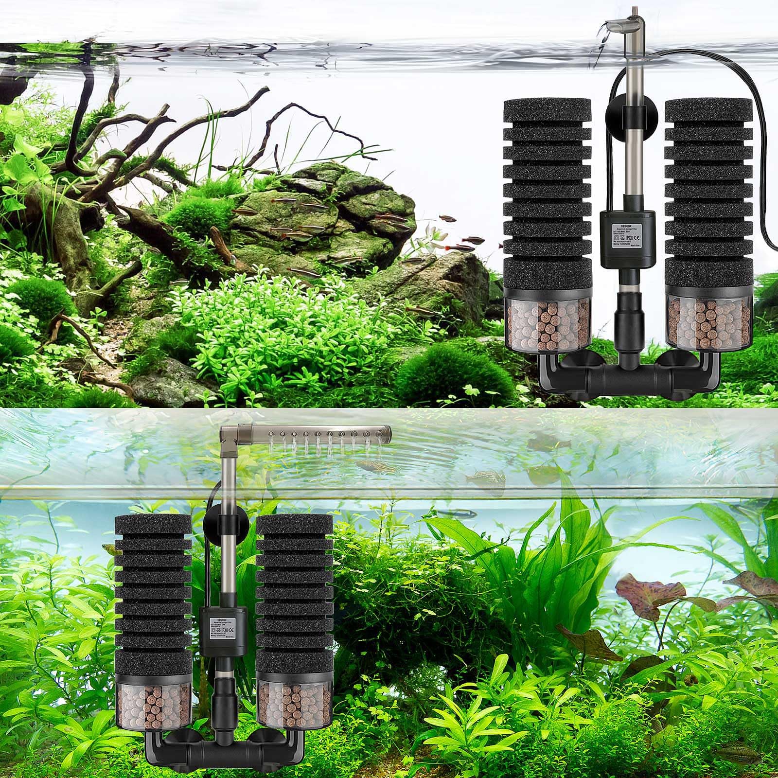 DEGGOX sponge filter mounted with submersible pump for quiet operation