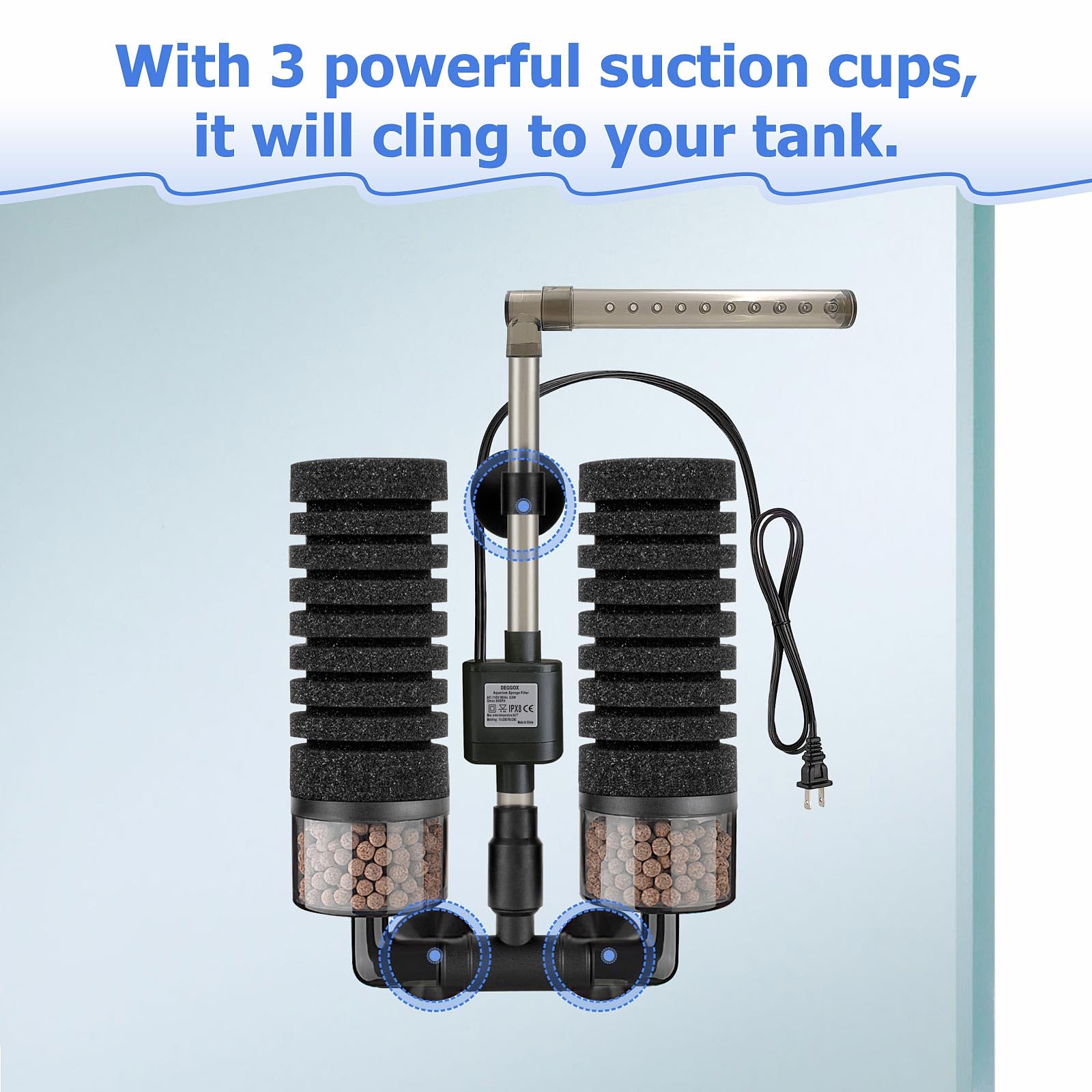DEGGOX sponge filter includes two spare sponges for easy maintenance