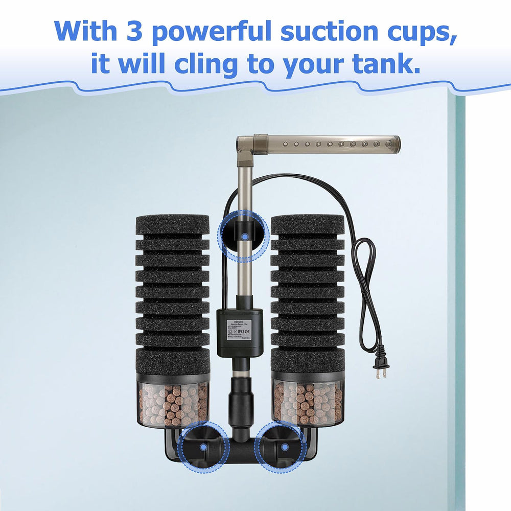 DEGGOX sponge filter includes two spare sponges for easy maintenance