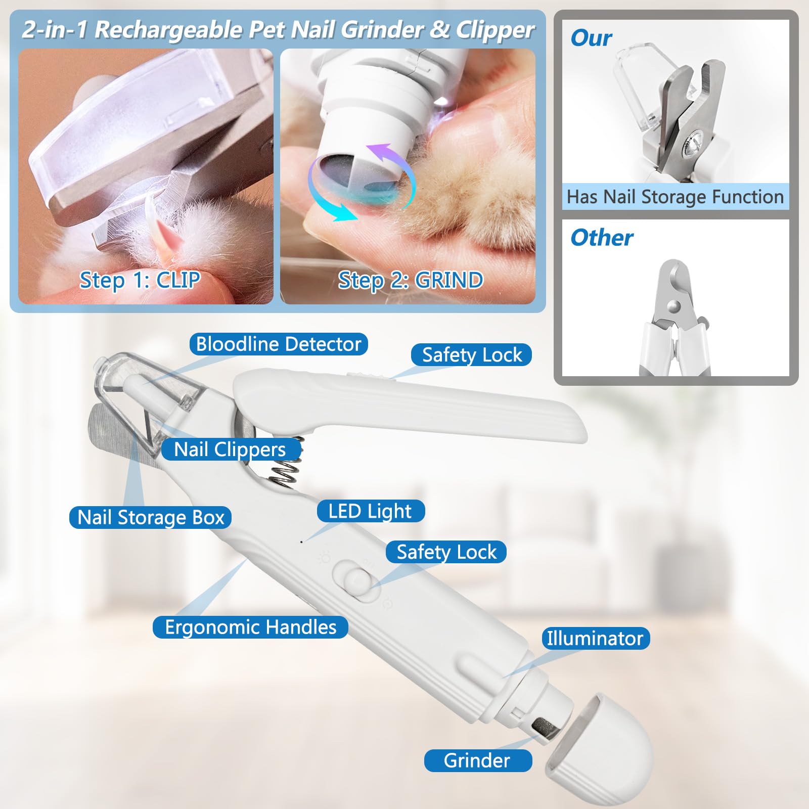 Deisunpet protective guard catches nail debris for cleaner grooming.