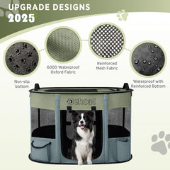 Dekool foldable playpen reinforced mesh for durability.