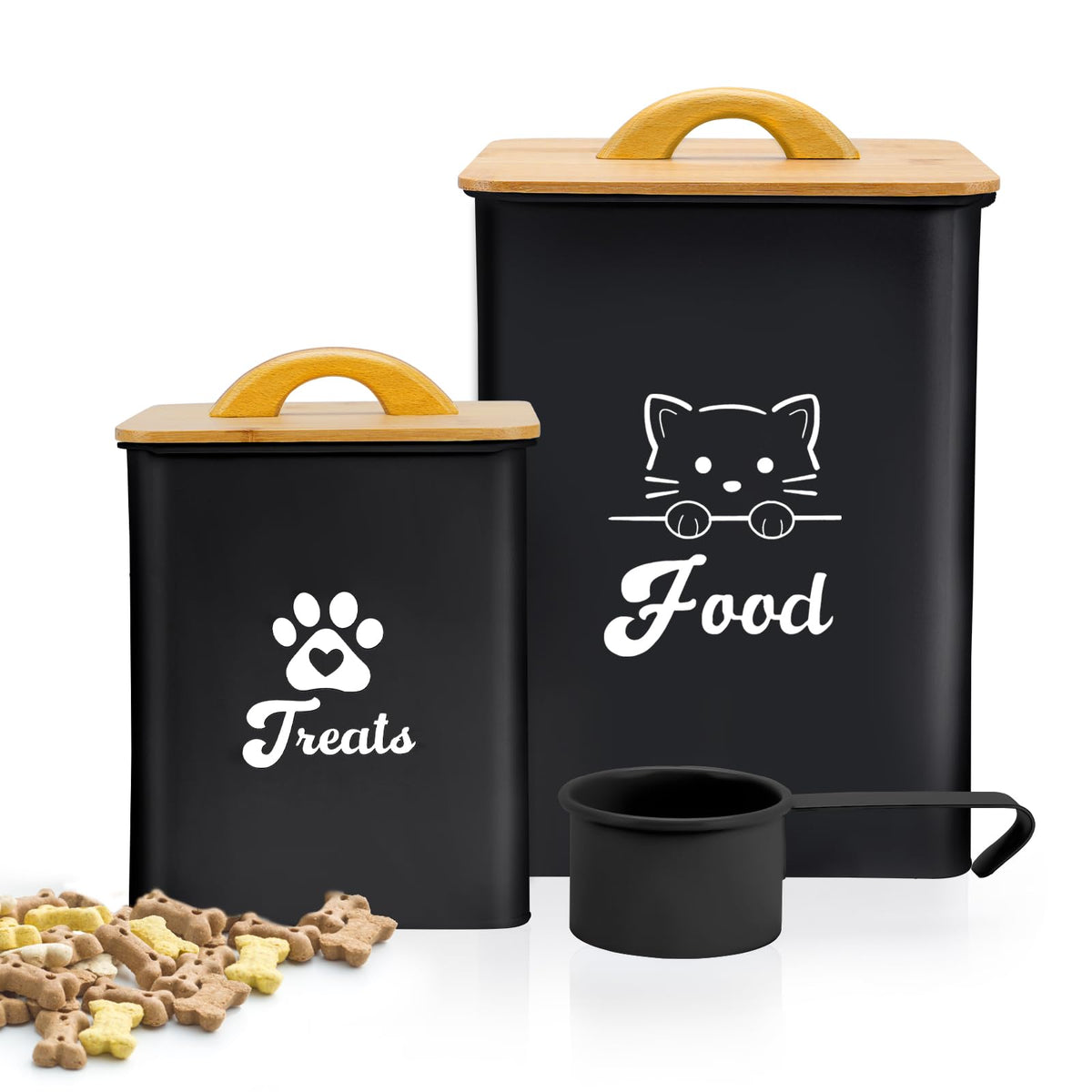 Dekosilave cat food storage container with scoop large keeps kibble fresh and organized.