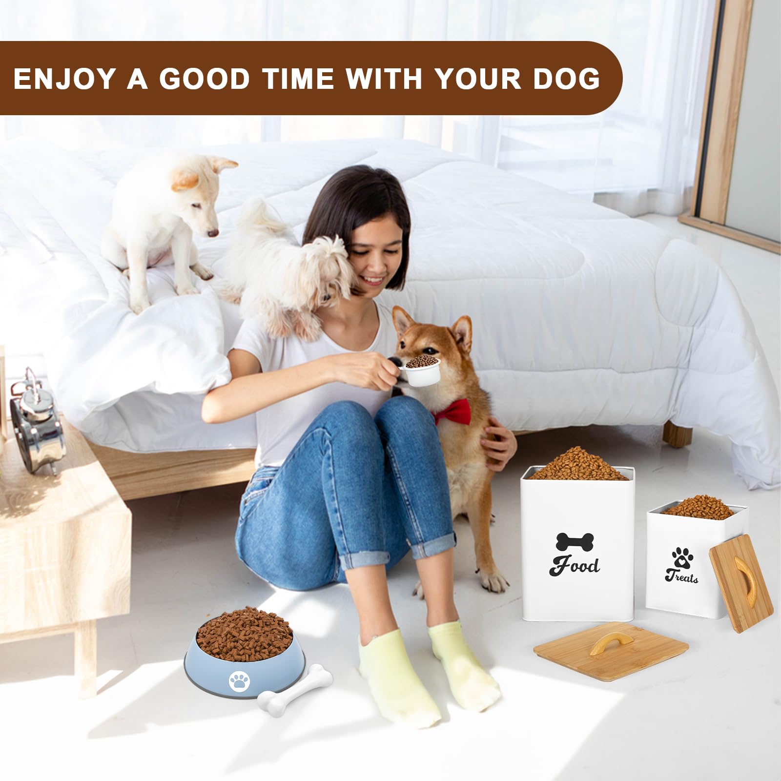 Dekosilave metal dog food storage canister resists rust