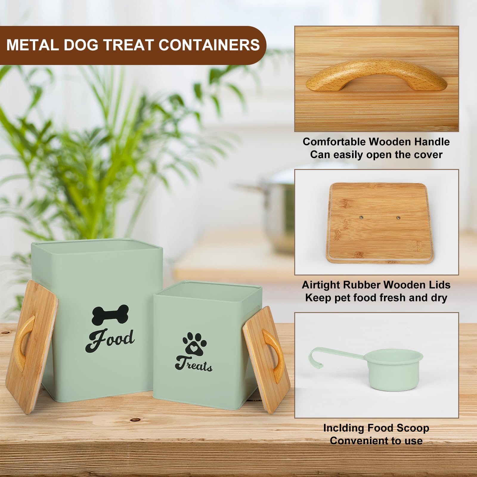Dekosilave airtight lid seals freshness for dog food and treats.
