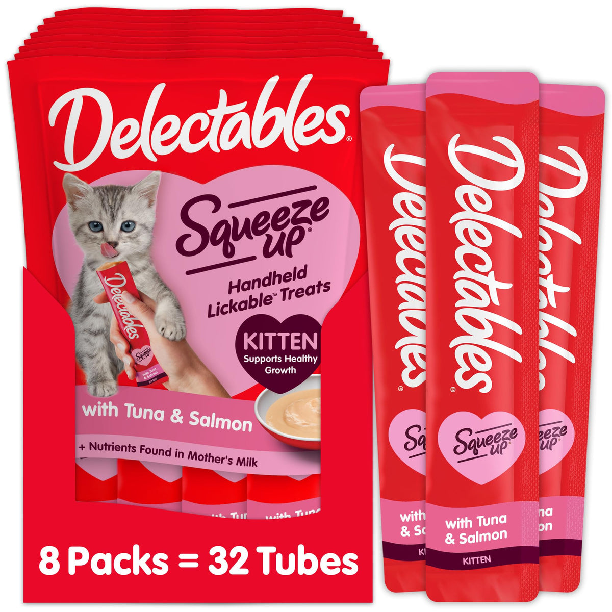 Delectables kitten treats in hand for bonding and interactive feeding.