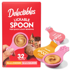 Delectables lickable spoon handheld treat enables quick, mess-free bonding with your cat.