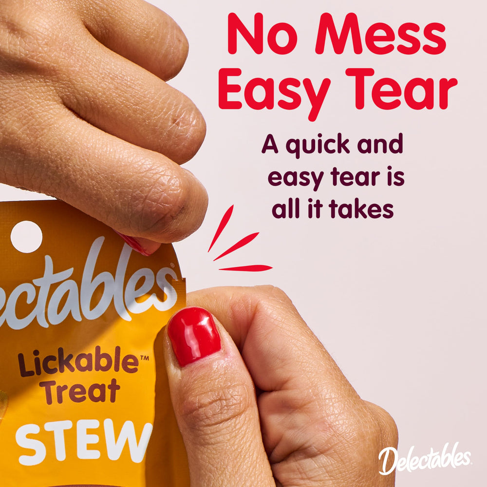 Moisture-rich Delectables gravy helps keep cats hydrated during snacks